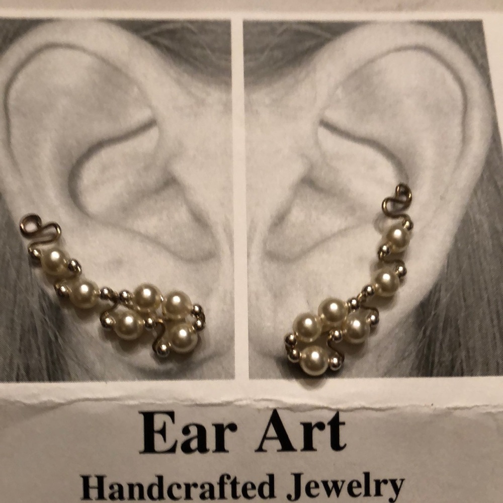 Earring climbers. Silver and pearl . Handmade